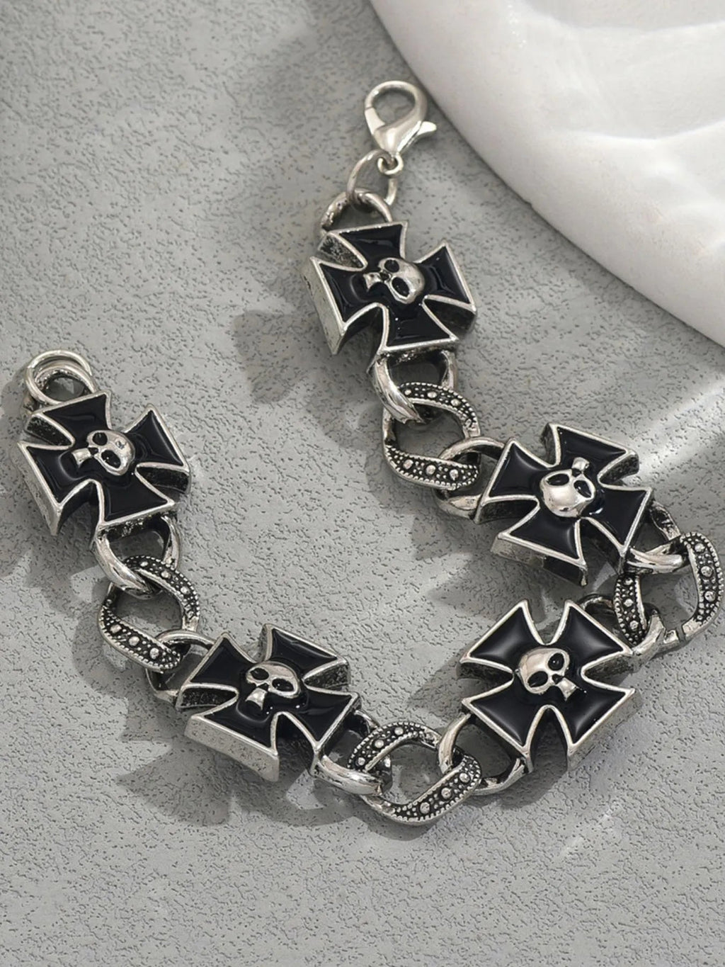 Gothic Skull Cross Chain Bracelet