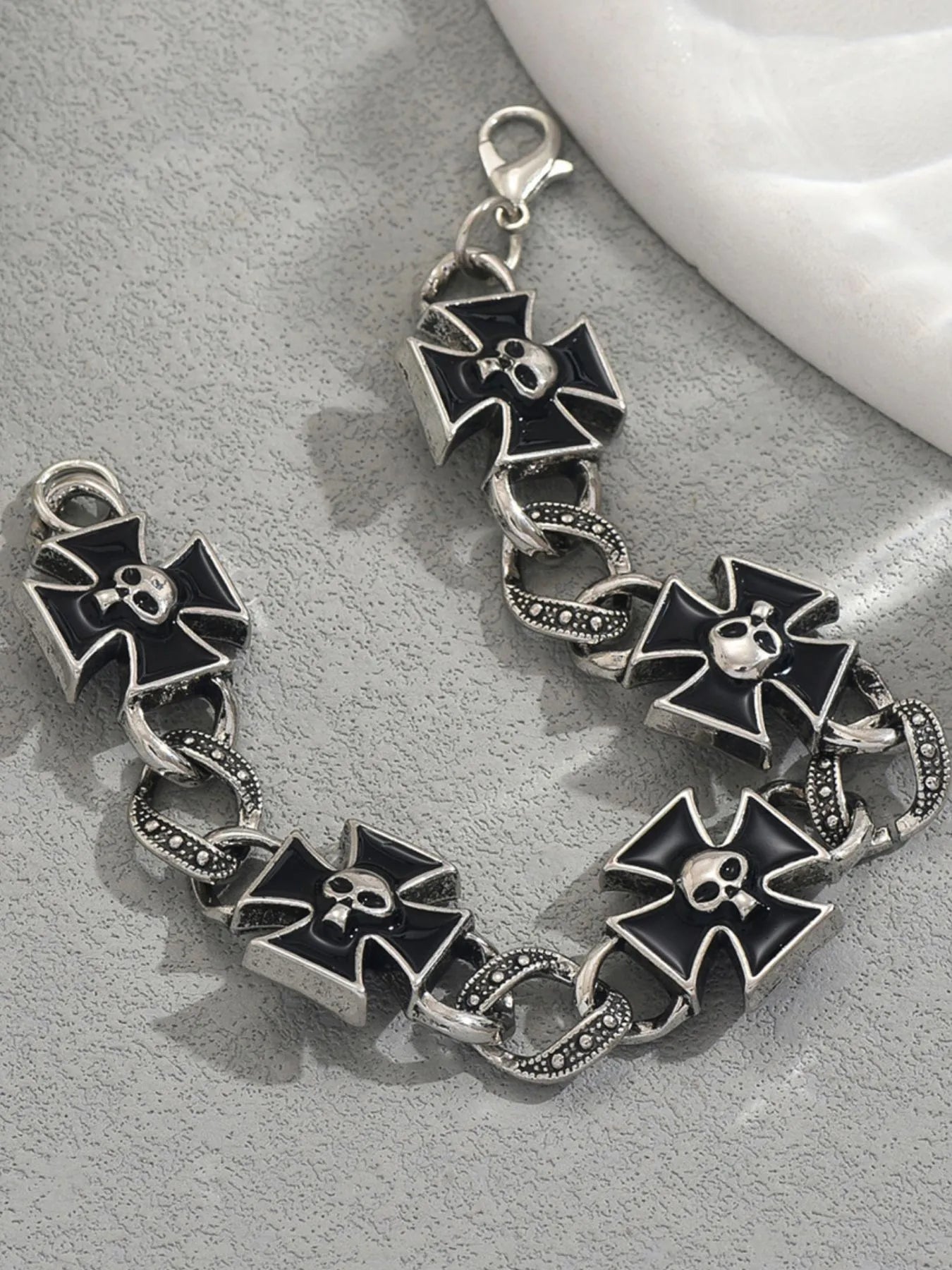 Gothic Skull Cross Chain Bracelet