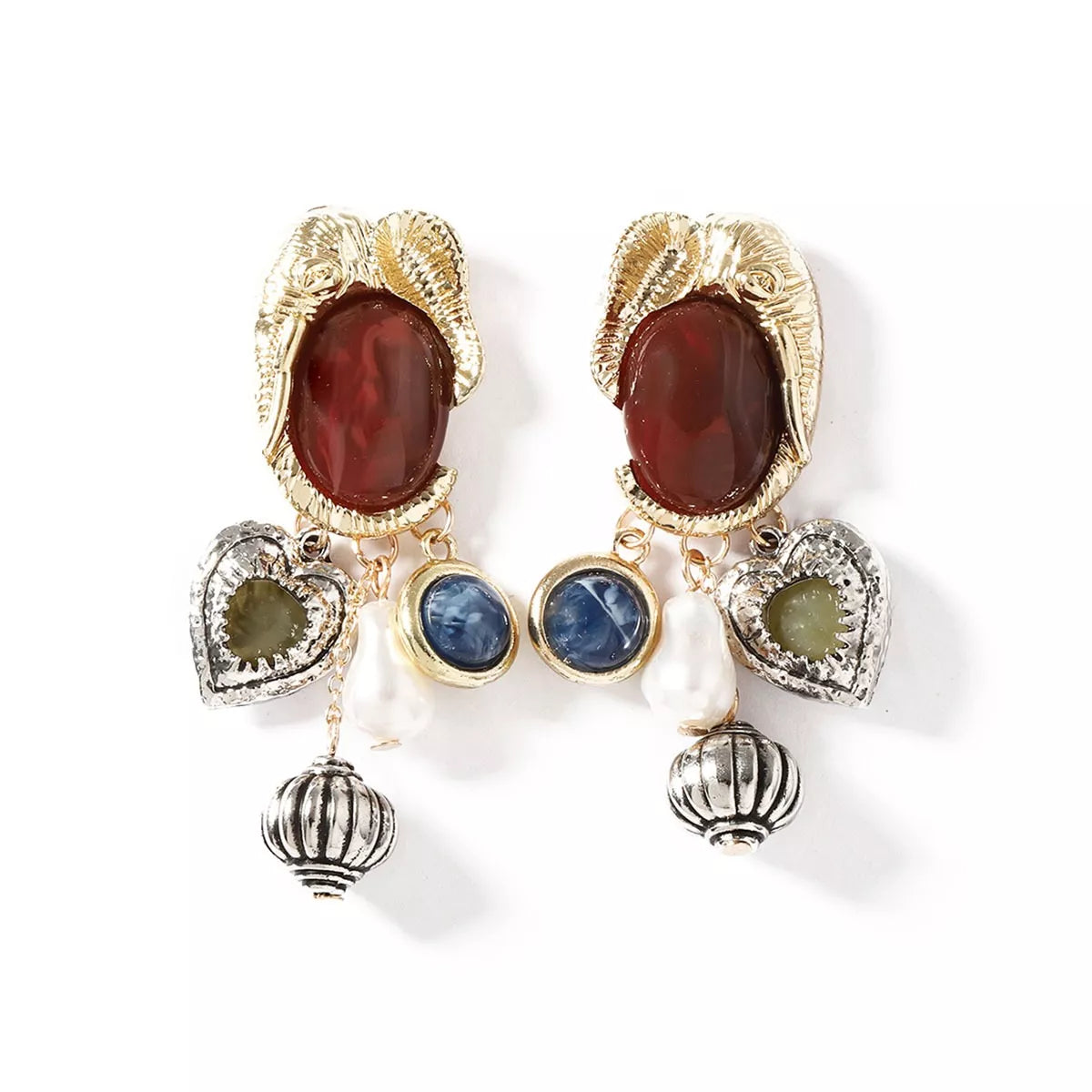 Zinc Alloy Heart Dangle Earrings