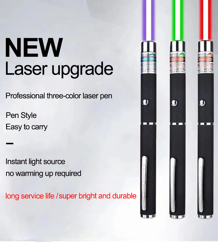 3 Packs 900Mile Laser Pointer Pen Green Blue Red Light Visible Beam