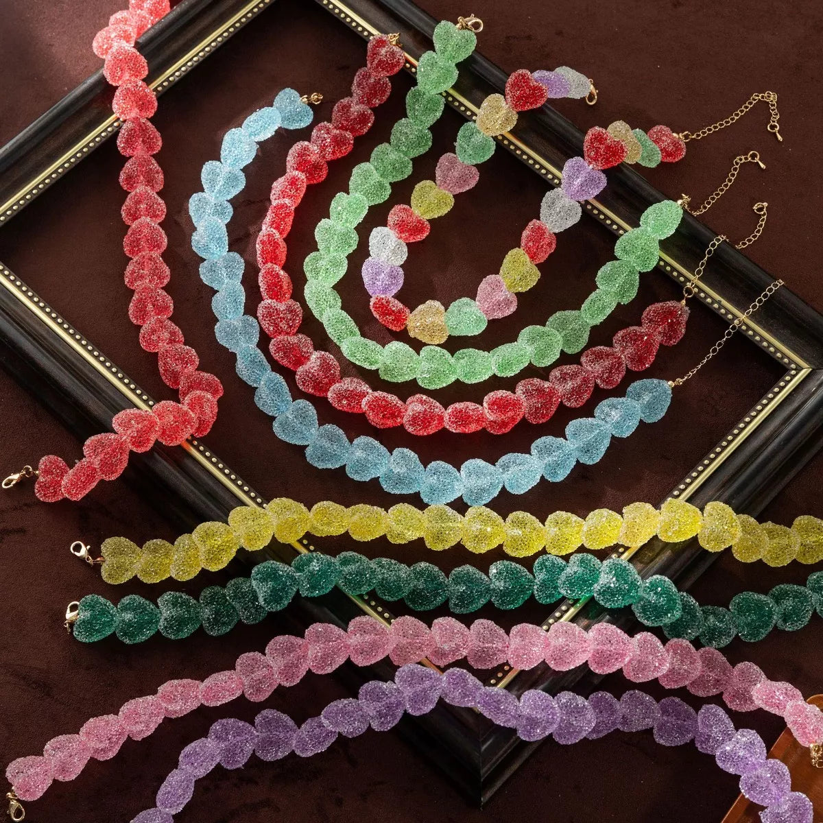 Colorful Resin Heart Necklace