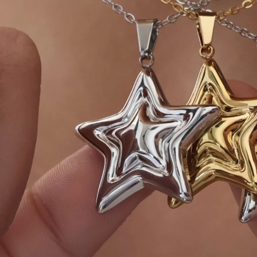 Stainless Steel Zircon Star Necklace