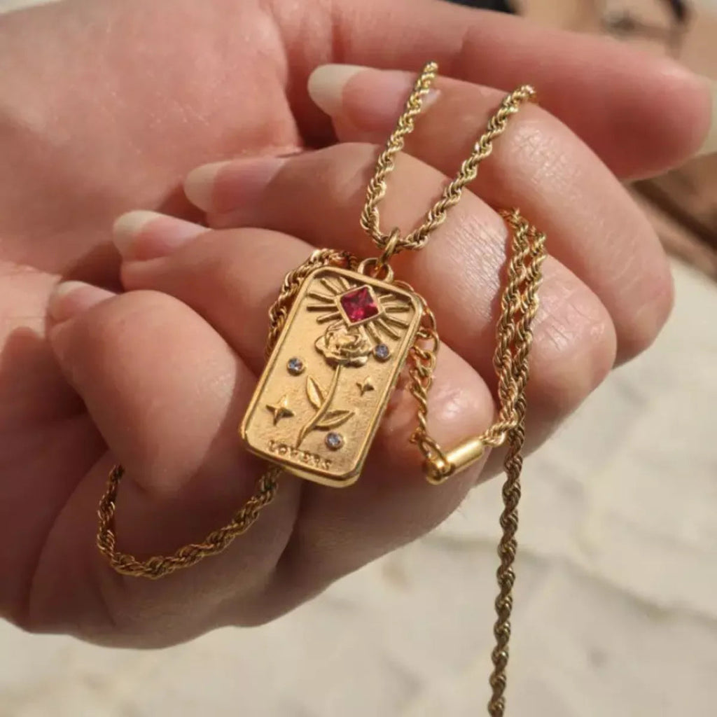 18K Gold-Plated Tarot Card Necklace