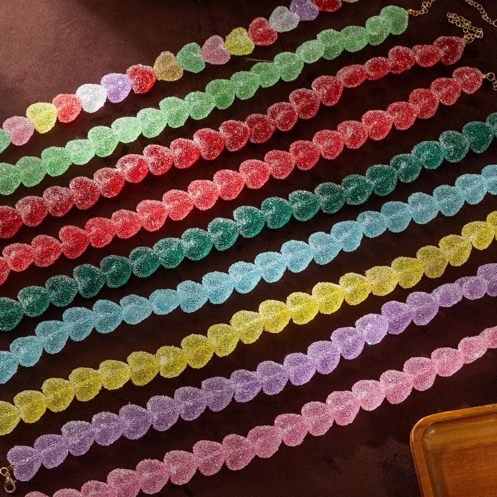 Colorful Resin Heart Necklace