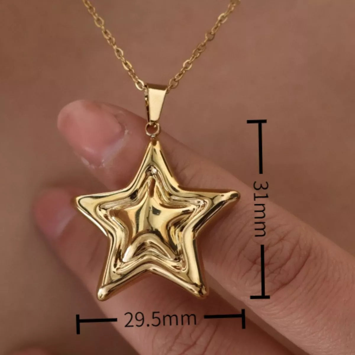 Stainless Steel Zircon Star Necklace