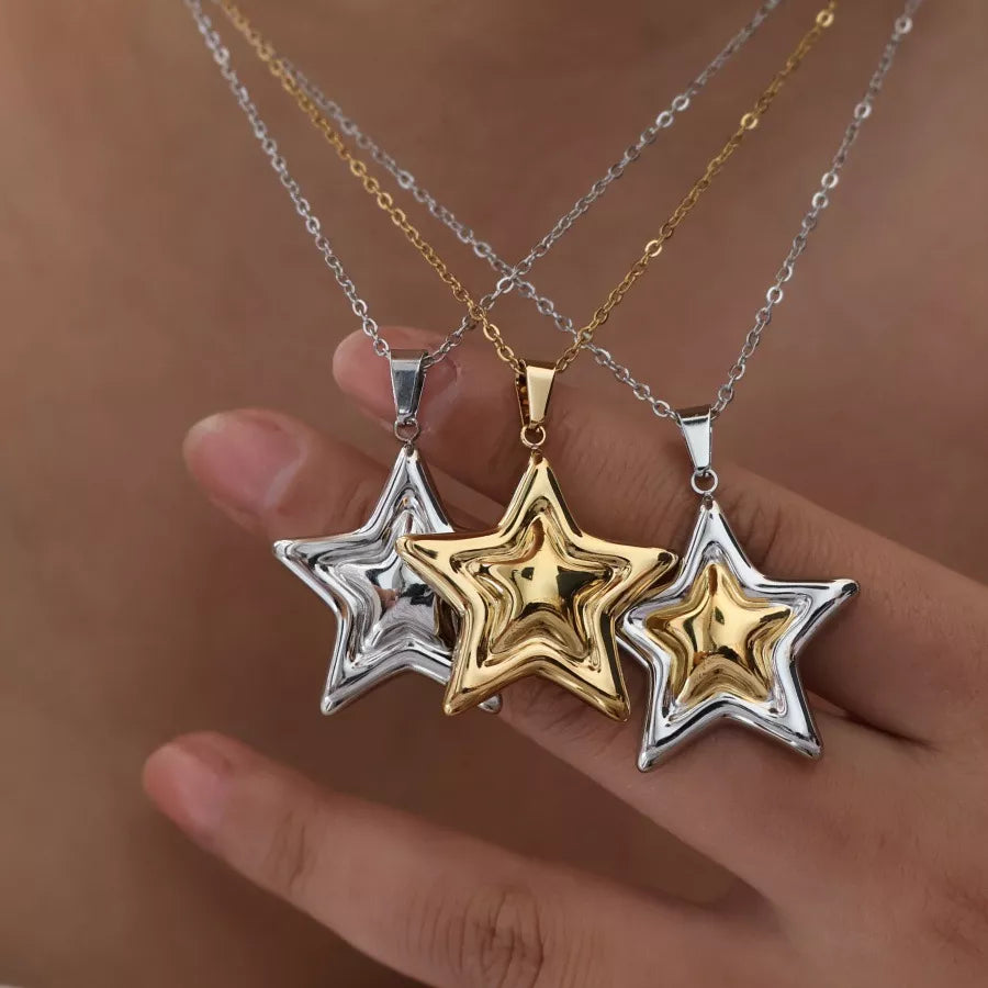 Stainless Steel Zircon Star Necklace