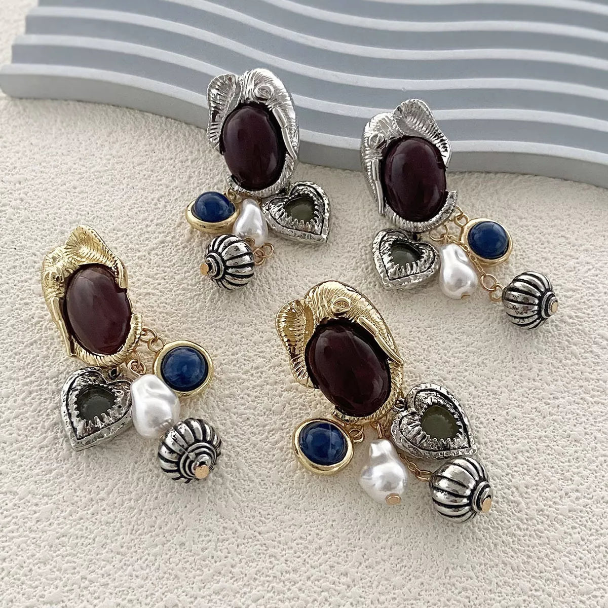 Zinc Alloy Heart Dangle Earrings